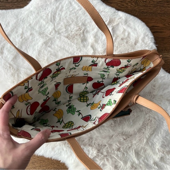 ETIENNE AIGNER Watermelon and Fruit Print Paper Yarn Tote Bag - Picture 2 of 15